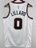 17/18 BUCKS LILLARD #0 White Retro Top Quality Hot Pressing NBA Jersey