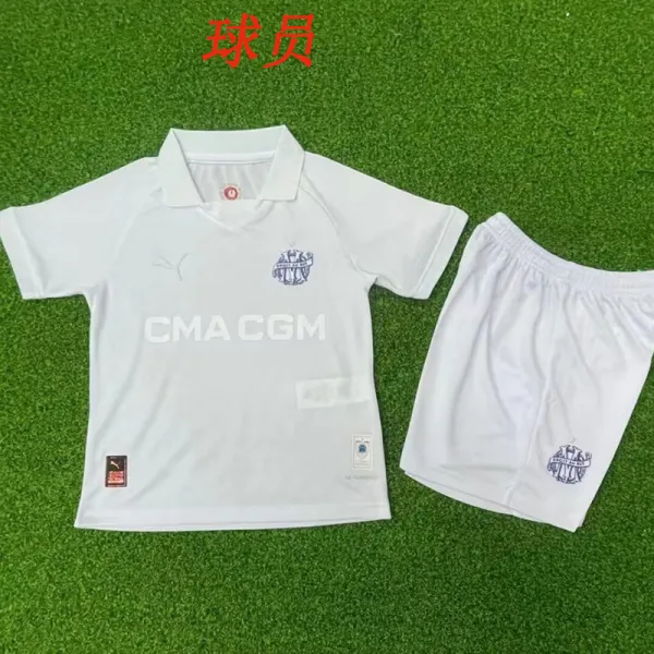 24/25 Marseille 125th Anniversary Edition White  Kids  Player Version Soccer Jersey