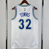 23/24 TIMBERWOLVES TOWNS #32 White Top Quality Hot Pressing NBA Jersey (Retro Logo)