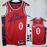 24/25 Clippers WESTBROOK #0 Red Top Quality Hot Pressing NBA Jersey (Trapeze Edition) 飞人版