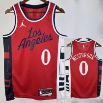 24/25 Clippers WESTBROOK #0 Red Top Quality Hot Pressing NBA Jersey (Trapeze Edition) 飞人版