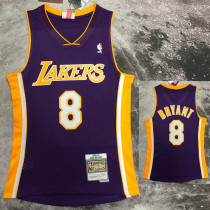 2001 LAKERS BRYANT #8 Purple Retro Top Quality Hot Pressing NBA Jersey(V领)