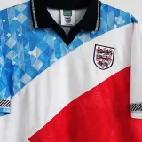 1990 England Blue White Red Retro Soccer Jersey
