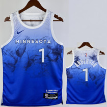 23/24 Timberwolves ANDERSON #1 Blue City Edition Top Quality Hot Pressing NBA Jersey