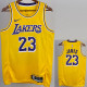 22/23 LAKERS JAMES #23 Yellow Top Quality Hot Pressing NBA Jersey(圆领)