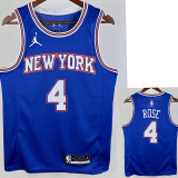 21/22 KNICKS ROSE #4 Blue Top Quality Hot Pressing NBA Jersey (Trapeze Edition) 飞人版