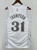 24/25 Dallas Mavericks THOMPSON # 31 White City Edition  Top Quality Hot Pressing Retro NBA Jersey