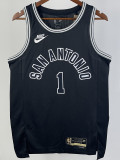 22/23 SA Spurs WEMBANYAMA #1 Black Top Quality Hot Pressing NBA Jersey (Retro Logo)