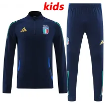 24/25 Italy Sapphire Blue Kids Half Pull Tracksuit  (半拉链、童装)