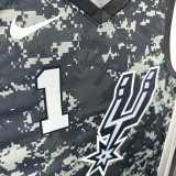 Sa Spurs Wen Ban Yama #1 Camouflage Top Quality Hot Pressing NBA Jersey