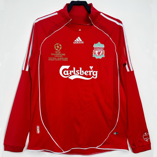 2006/2008 LIV Home(UCL) Long Sleeve Retro Soccer Jersey欧冠版、胸前字