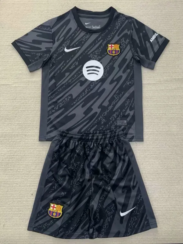 24/25 BAR Black Goalkeeper  Kids Soccer Jersey(大胸花）