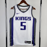 22/23 KINGS FOX #5 White Home Top Quality Hot Pressing NBA Jersey(V领）