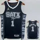 22/23 SA Spurs WEMBANYAMA #1 Black Top Quality Hot Pressing NBA Jersey (Trapeze Edition) 飞人版