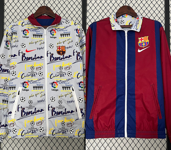 2024 BAR White Graffiti&Red Blue  Sided Windbreaker (双面风衣)