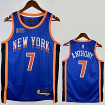 23/34 KNICKS ANTHONY #7 Blue City Edition Top Quality Hot Pressing NBA Jersey