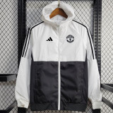 24/25 Man Utd White & Black  Hooded Windbreaker