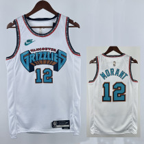 24/25 Grizzlies MORANT #12 White Retro Top Quality Hot Pressing NBA Jersey