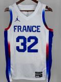 2024 Olympic Game France  Wembanyama #32 White Basketball Jersey