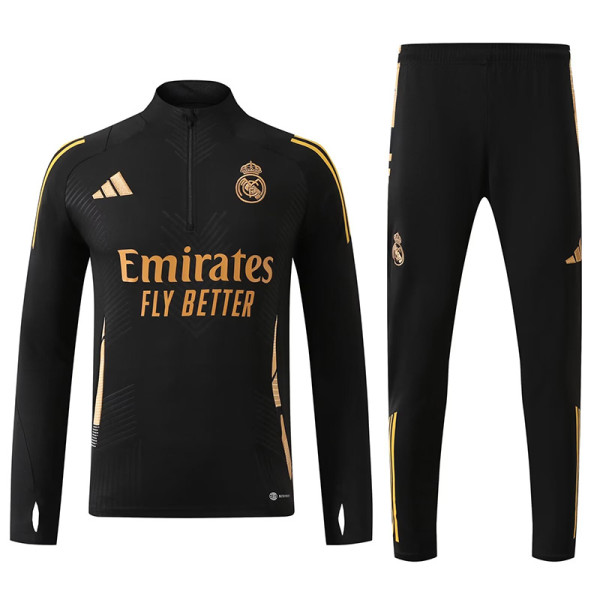 24/25 RMA Black Player version  Half Pull Tracksuit  (球员版、半拉链)