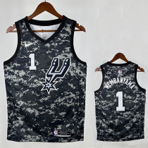 Sa Spurs Wen Ban Yama #1 Camouflage Top Quality Hot Pressing NBA Jersey