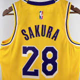 22/23 LAKERS SAKURA #28 Yellow Top Quality Hot Pressing NBA Jersey(圆领)