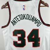 17/18 BUCKS ANTETOKOUNMPO #34 White Retro Top Quality Hot Pressing NBA Jersey