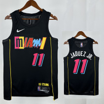 21/22 HEAT JAQUEZ JR. # 11 Black Top Quality Hot Pressing Retro NBA Jersey