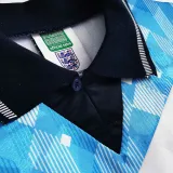 1990 England Blue White Red Retro Soccer Jersey