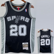 2000/2003 SA Spurs GINOBILI #20 Black Retro Top Quality Hot Pressing NBA Jersey