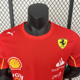 2024 F1 Formula One Ferrari #16 Red Racing Suit (圆领、16号、左肩带DX广告)