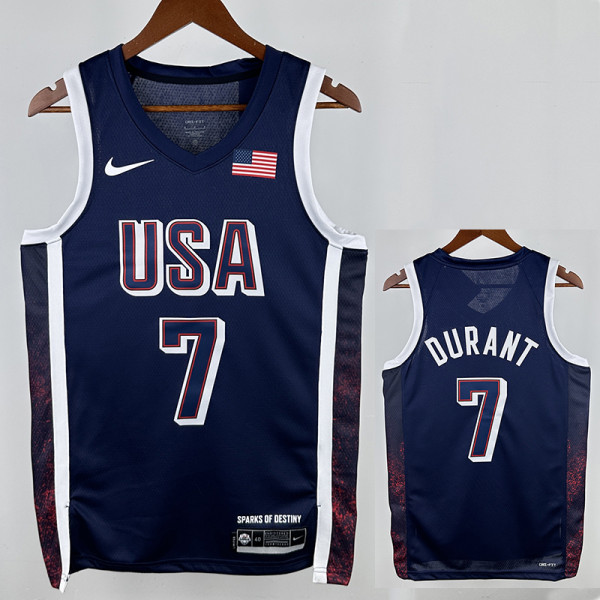 2024 Olympic Game USA DURANT # 7 Blue Basketball Jersey