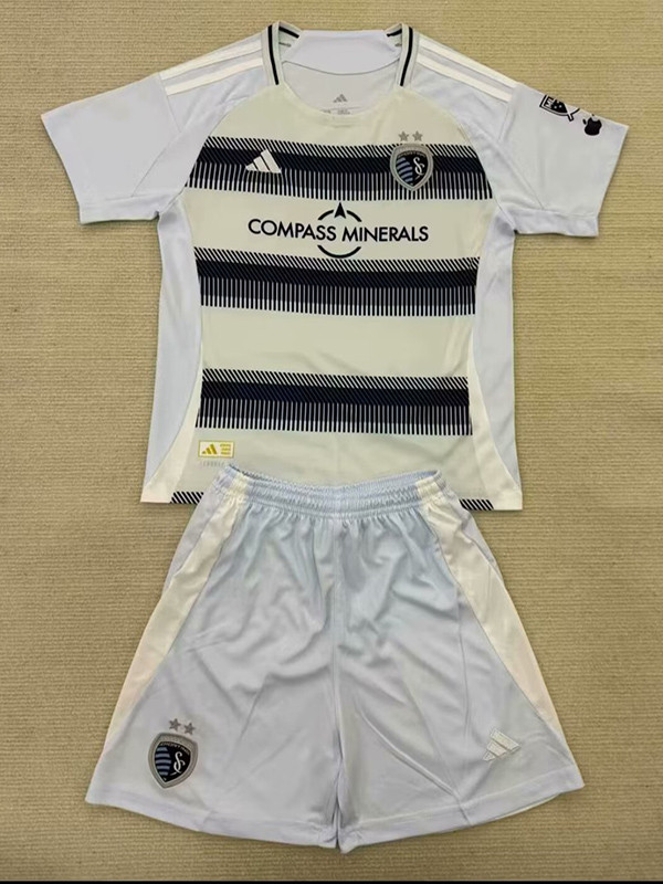 25/26 Sporting Kansas City Home Kids Soccer Jersey(带章）