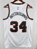 17/18 BUCKS ANTETOKOUNMPO #34 White Retro Top Quality Hot Pressing NBA Jersey