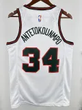 17/18 BUCKS ANTETOKOUNMPO #34 White Retro Top Quality Hot Pressing NBA Jersey