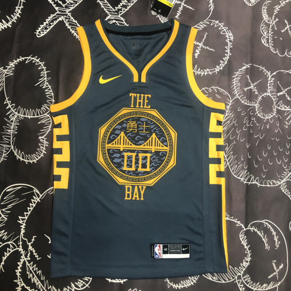 2018 WARRIORS KUMINGA #00 Black Gray Top Quality Hot Pressing NBA Jersey