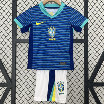 2024 Brazil Away Kids Soccer Jersey