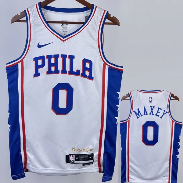 22/23 76ERS MAXEY #0 White Top Quality Hot Pressing NBA Jersey