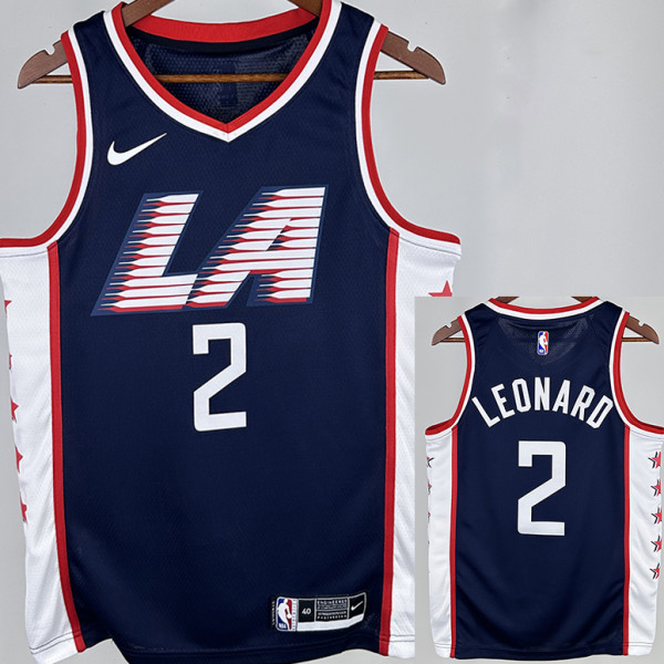 2018/2019 Clippers LEONARD #2 Dark Blue City Edition Top Quality Hot Pressing NBA Jersey