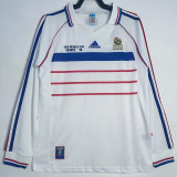 1998 France Away Long Sleeve Retro Soccer Jersey (长袖)(右胸带小字)