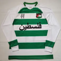 24/25 Palestino Deportivo White Green Pattern Long Sleeve Fans Soccer Jersey