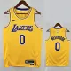 22/23 Lakers Russell Westbrook # 0 Yellow Top Quality Hot Pressing NBA Jersey(圆领）
