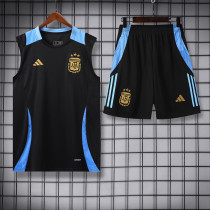 24/25 Argentina Black Tank top and shorts suit(黑色蓝肩）