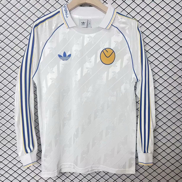 24/25  Leeds United White Long Sleeve Retro Soccer Jersey
