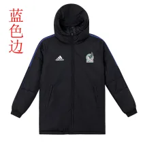 22/23 Mexico Black Hooded Cotton Coat Blue Edge (蓝色边) 棉衣