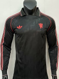 Man Utd Black Leisure  Long Sleeve Retro Soccer Jersey(长袖）