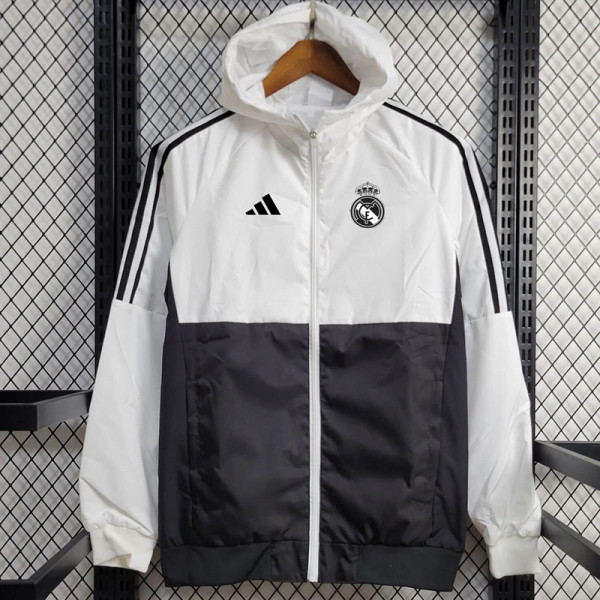 24/25  RMA White & Black  Hooded Windbreaker
