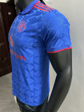 25/26 Man Utd Pattern Special Edition Blue Player Version Soccer Jersey(橙色胸花）