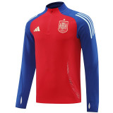 24/25 Spain  Red  Kids Half Pull Tracksuit (半拉链、童装)