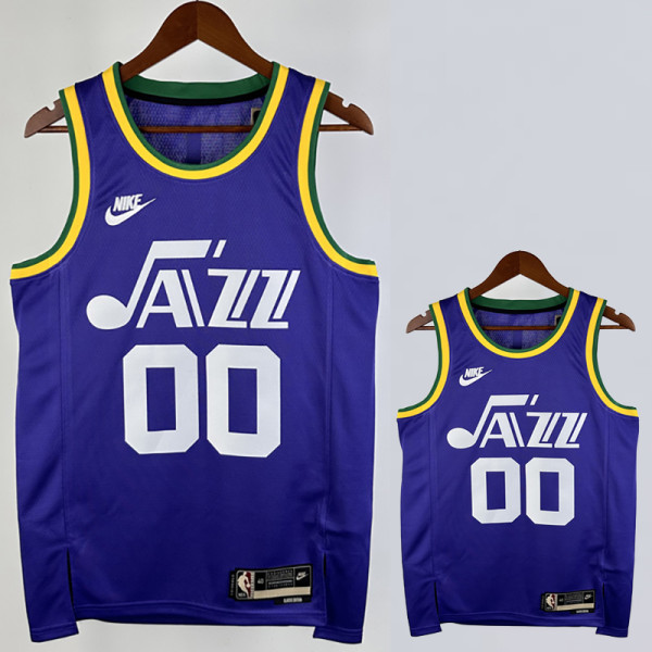 23/24 JAZZ CLARKSON #00 purple Top Quality Top Quality Hot Pressing NBA Jersey (Retro Logo)